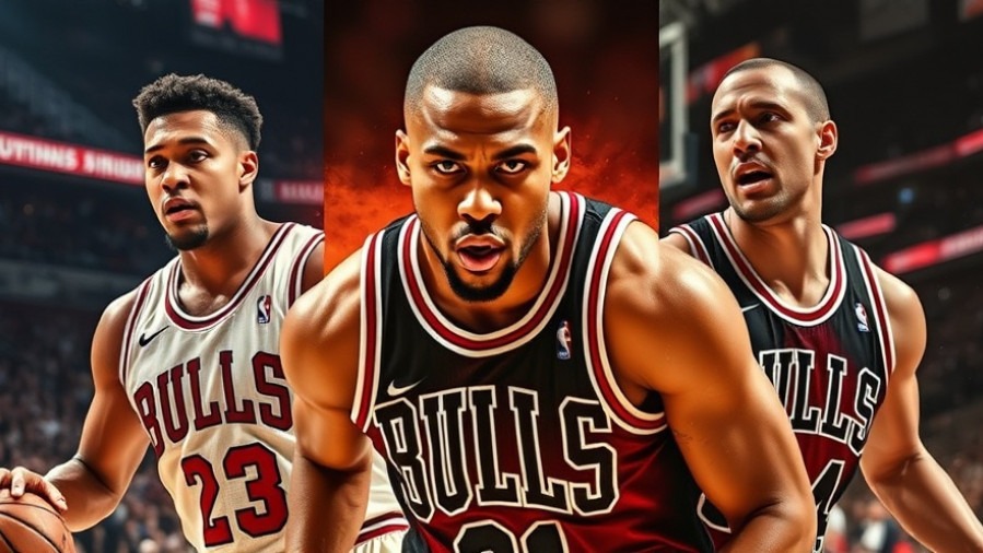 Dynamic collage of 'BULLS' NBA players, embodying intensity for top 10 NBA plays.