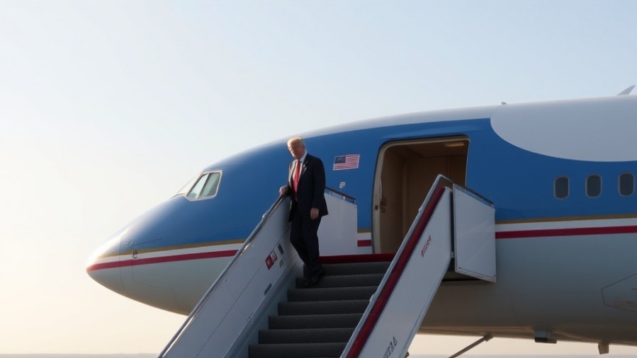 Trump boarding Air Force One for U.S. foreign policy discussions amid Asia-Pacific relations.