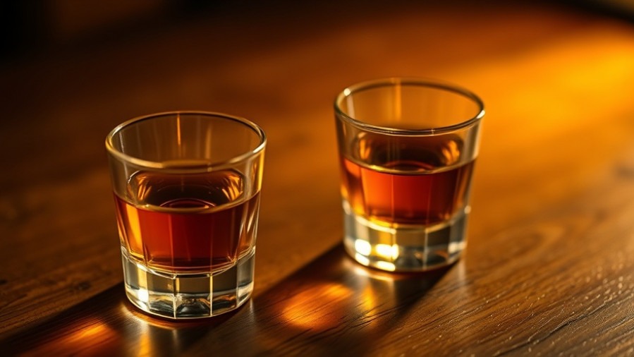 Two shots of whiskey on a table, exploring natural sleep remedies for older adults.