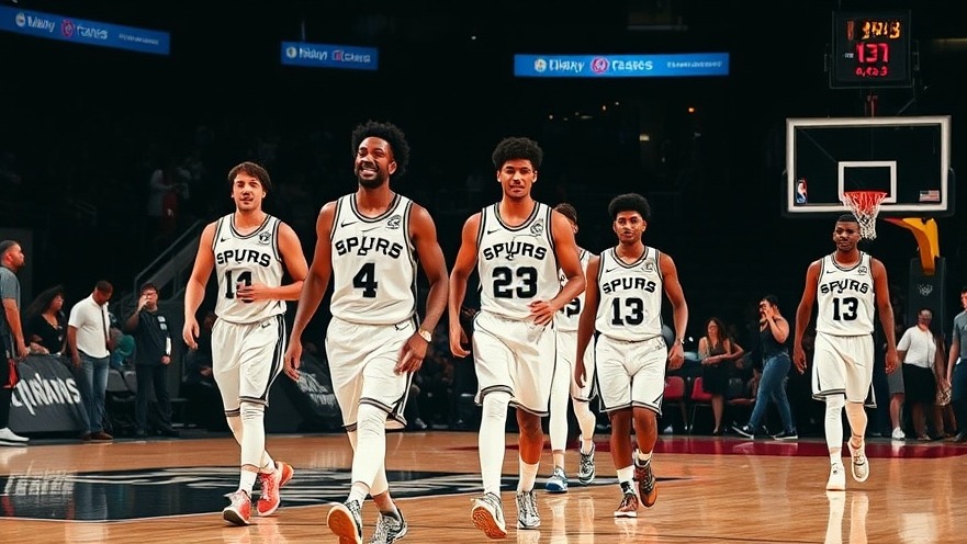 Spurs players celebrate a win in white jerseys, showcasing San Antonio sports spirit.