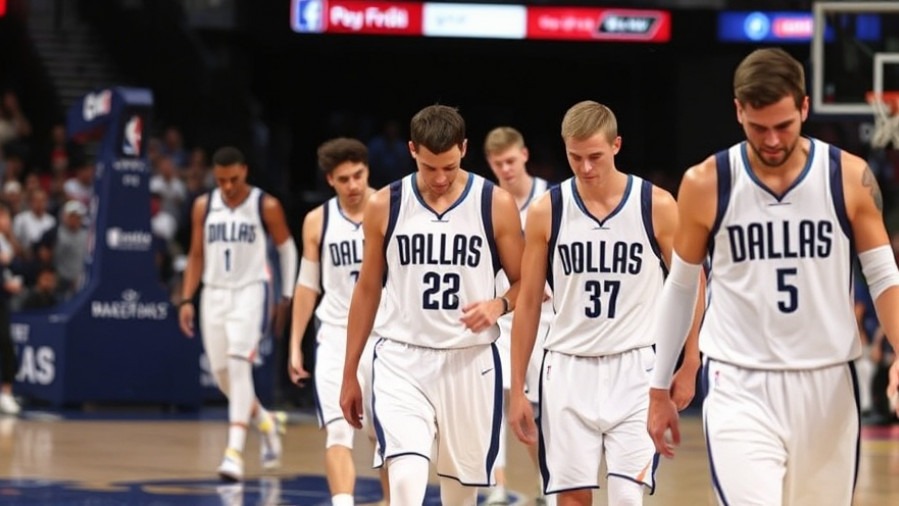 Dallas Mavericks players in white uniforms leaving the court after an NBA game highlights defeat.