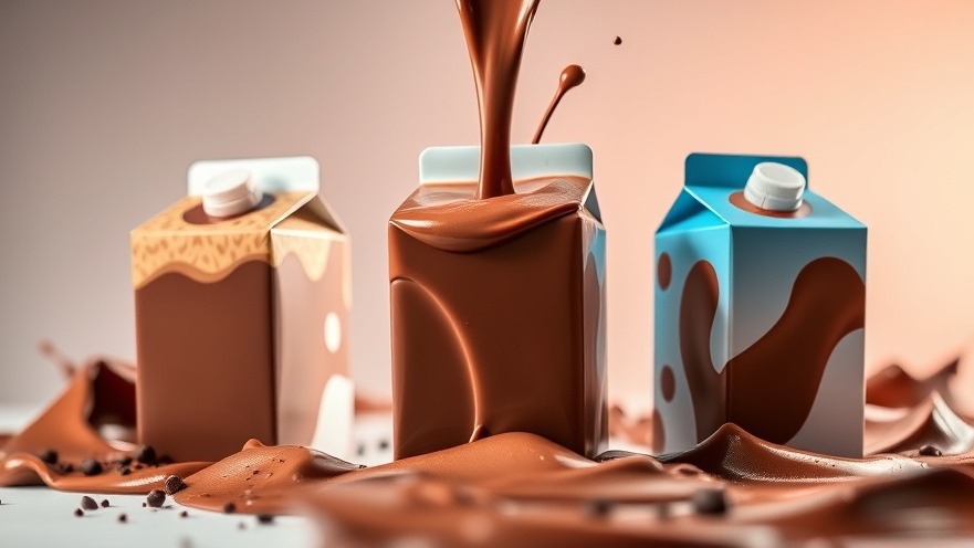 Opened chocolate protein shake cartons pouring, featuring health and wellness nutrition products.