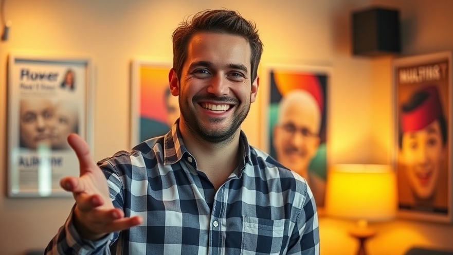 Man smiling in a cozy comedy club, showcasing local entertainment in San Antonio.