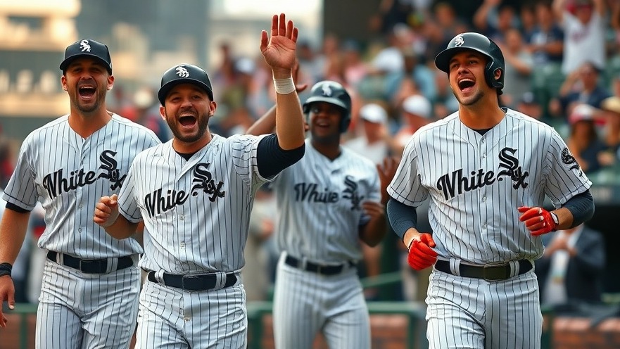 Excited White Sox players celebrating in vibrant MLB scene, Colorado Rockies Record game.