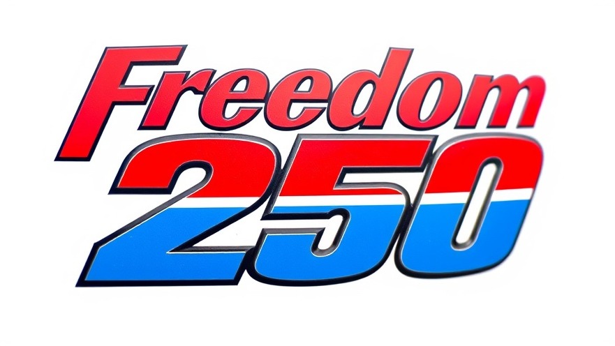 Close-up of 'Freedom 250' logo in bold typography, reflecting Dallas news themes.