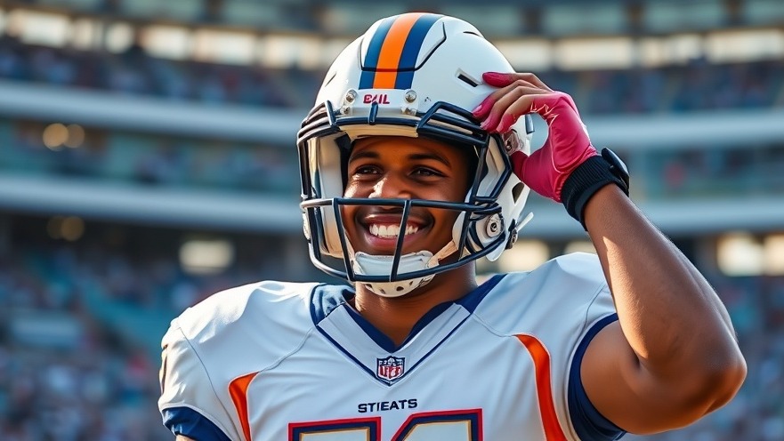 NFL player smiling on field adjusting helmet, NFL emergency quarterback designation