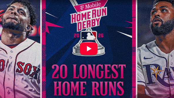 2026 MLB Home Run Derby split-screen graphic with players.
