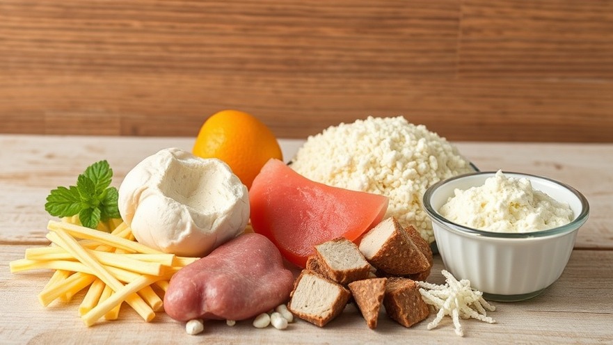 Various types of proteins for fitness and nutrition, promoting healthy eating habits.