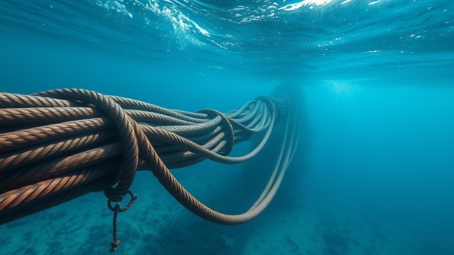 Thick undersea cables on ocean bottom related to national security news.