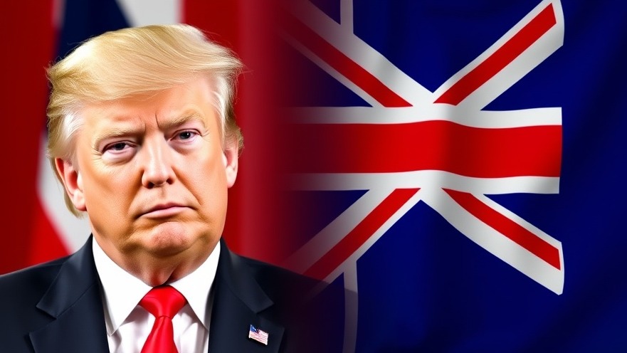 Trump with UK Union Jack showcasing US military strategy and international cooperation.