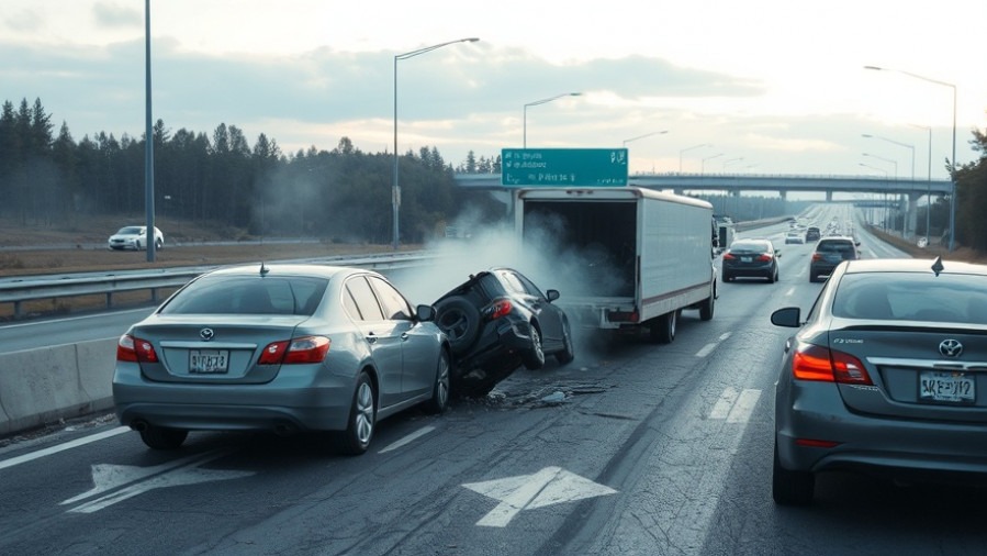 Car crash on highway highlighting road safety Texas initiatives for traffic accident prevention.