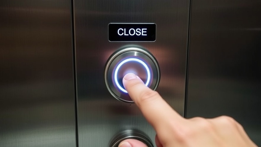 Close door button in elevator, showcasing everyday tech gadgets in San Antonio.