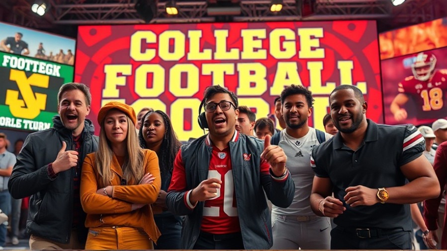 Dynamic college football analysts discussing SEC football news in a vibrant studio.