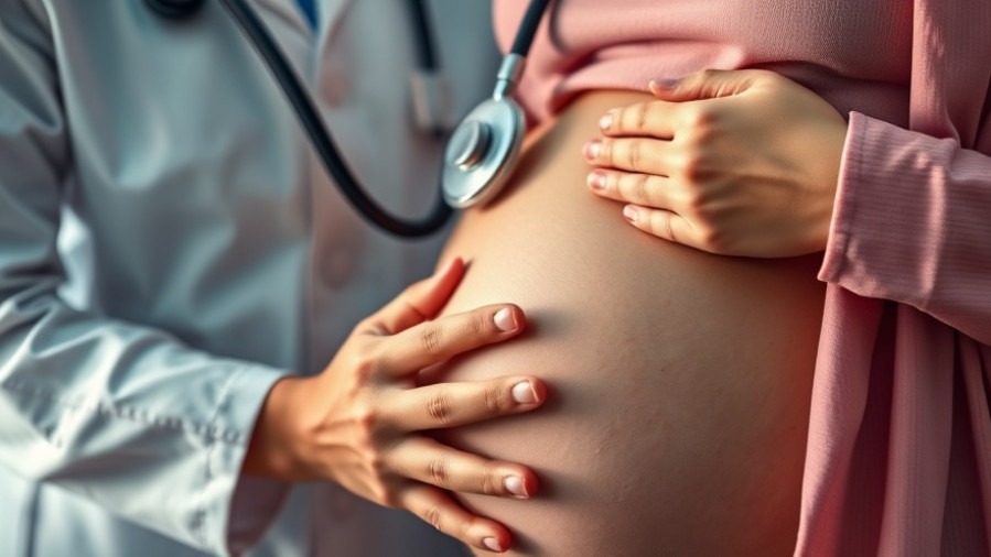 Healthcare provider checking pregnant woman's belly focusing on maternal health and neurodevelopmental disorders.