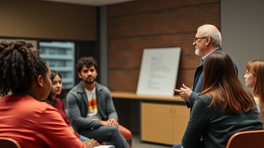 College professor engaging students on Texas education bills and LGBTQ rights.