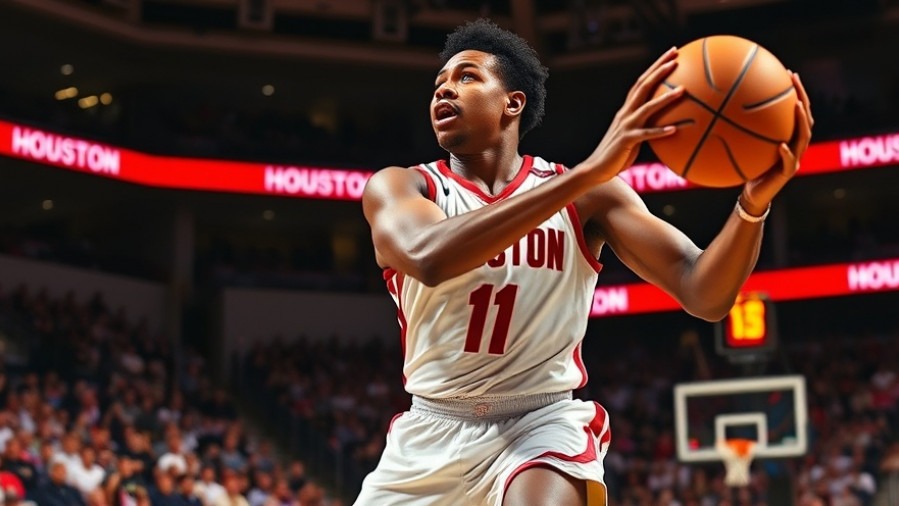 Dynamic Houston Cougars basketball player in action, showcasing NCAA basketball strategies.