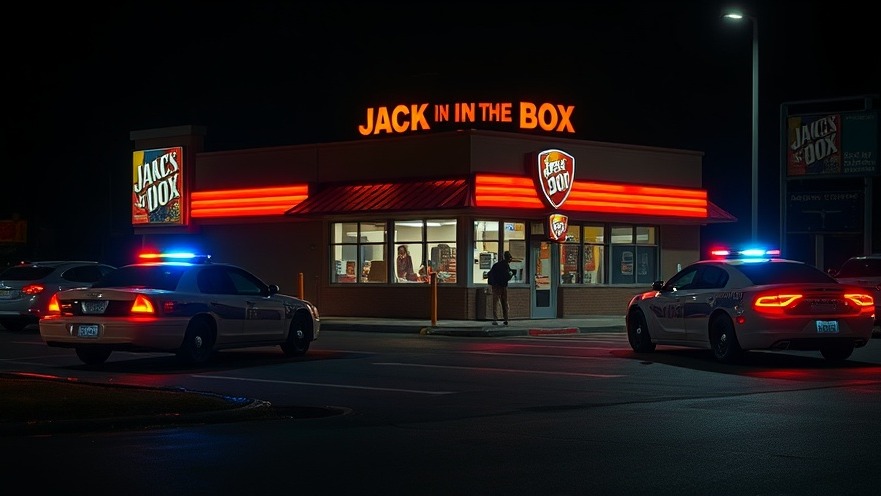 Police cars at a dimly lit Jack in the Box parking lot; San Antonio news today.