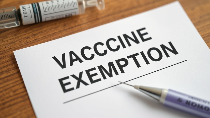 Vaccine exemption form highlighting Texas health updates and public health policies