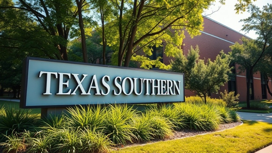 Texas Southern University sign in vibrant daylight, showcasing Texas university news.