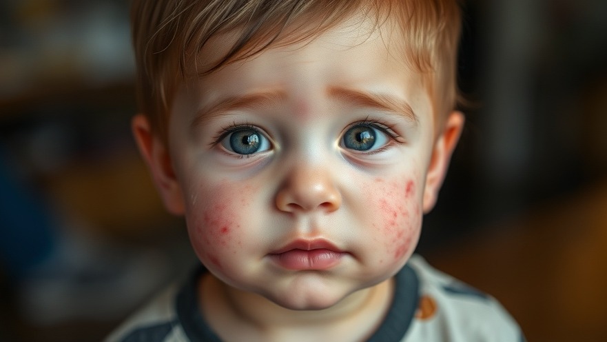 Child with red measles spots, highlighting Texas health news on measles awareness.