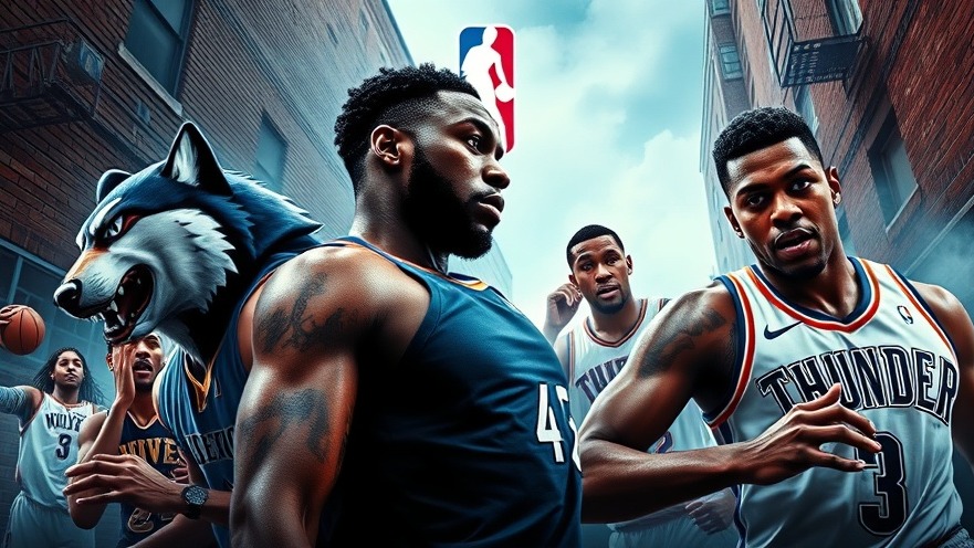 Vibrant NBA playoffs poster showcasing Timberwolves vs Thunder, highlighting fierce rivalry and Anthony Edwards insights.