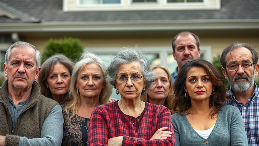 Worried homeowners discussing Houston property tax news for savings.
