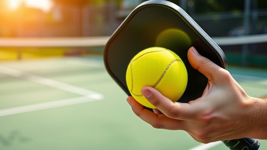 Close-up of hands ready to serve a pickleball, showcasing San Antonio's vibrant pickleball community.