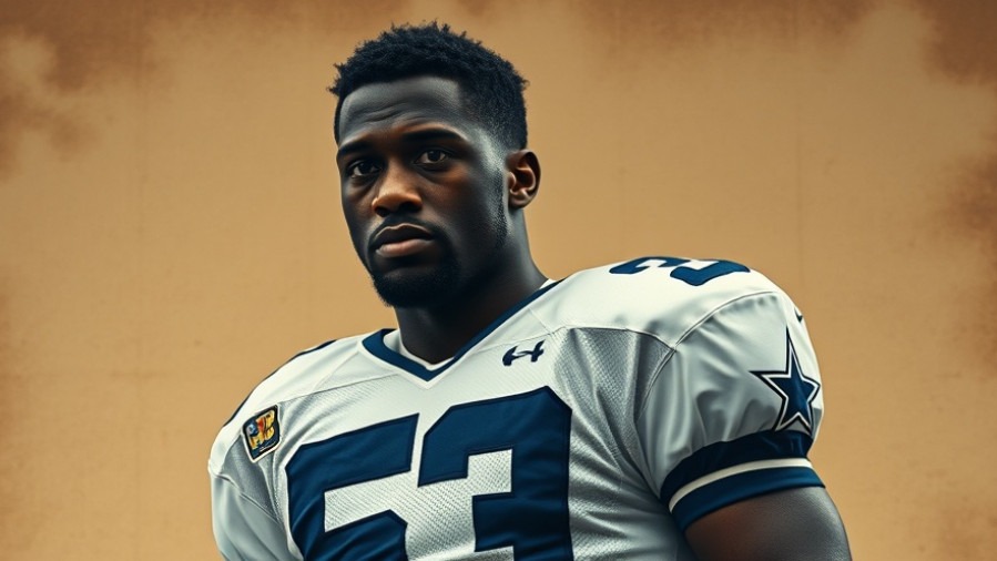 NFL vintage poster featuring a focused Dallas Cowboys player in jersey 53, highlighting perseverance and team trust.