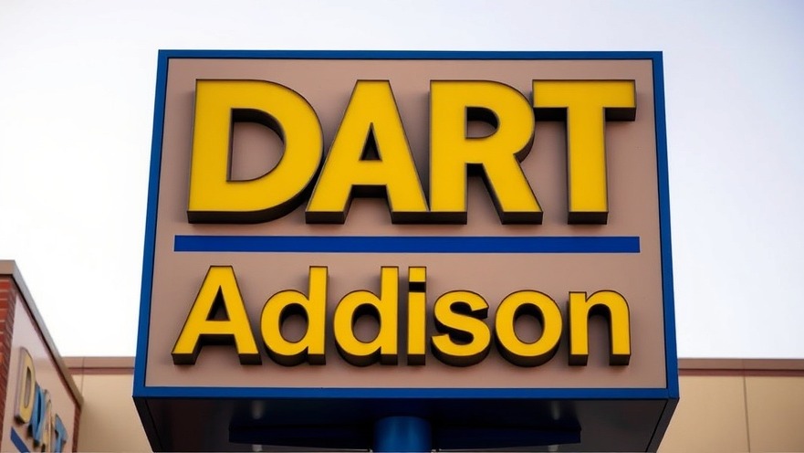 Close-up of a DART Addison sign showcasing modern design for Dallas metro news.