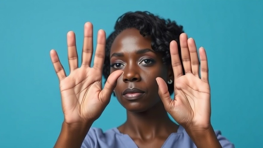 Middle-aged black woman demonstrating grip strength test for heart health indicators.
