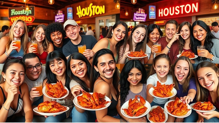 People enjoying Houston crawfish season at Viet-Cajun crawfish boils, smiles and vibrant dining.