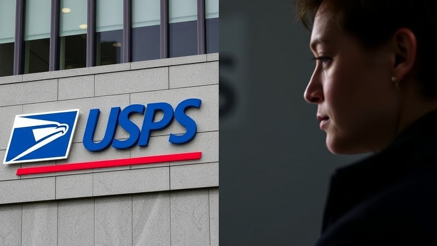 USPS headquarters sign and contemplative person show federal government negligence.