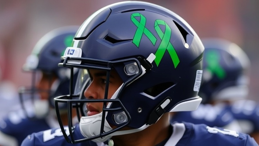 College football teams from Texas honor flood victims with green ribbon helmet sticker