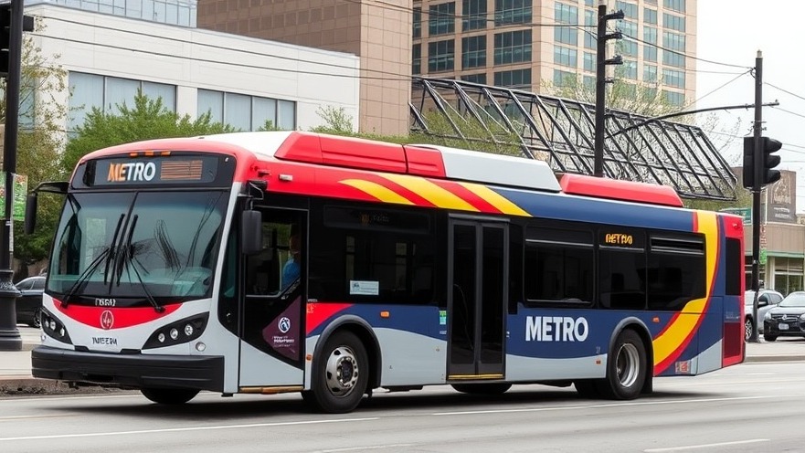 Houston METRO bus on route amidst city traffic, capturing latest Houston safety updates.