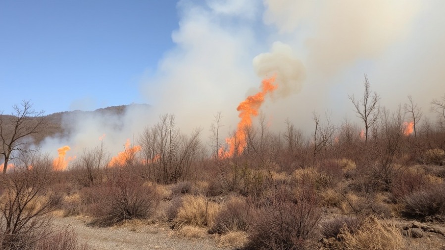 Intense brush fire showcasing wildfire safety concerns in San Antonio.