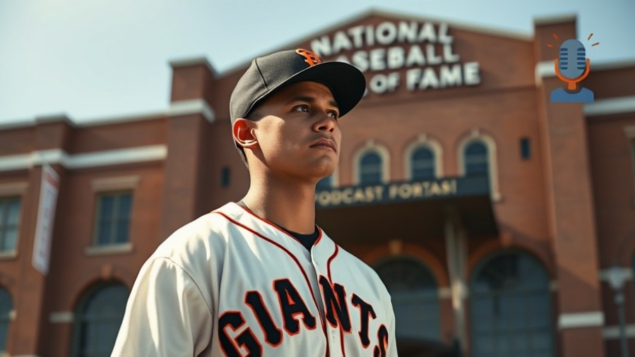 Thoughtful baseball player in Giants uniform near Baseball Hall of Fame, highlighting voting process.