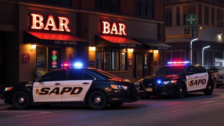 San Antonio public safety news: SAPD police cars outside a bar.