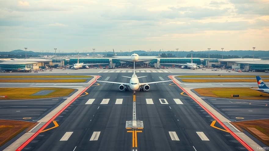Photorealistic view of a bustling airport runway, highlighting a plane incident in Houston.