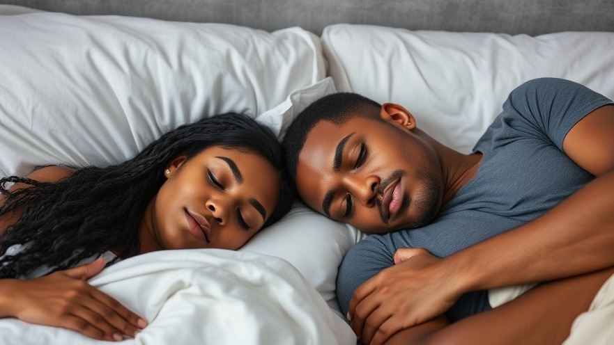 Middle-aged black couple sleeping peacefully, showcasing benefits of sleep and health education.