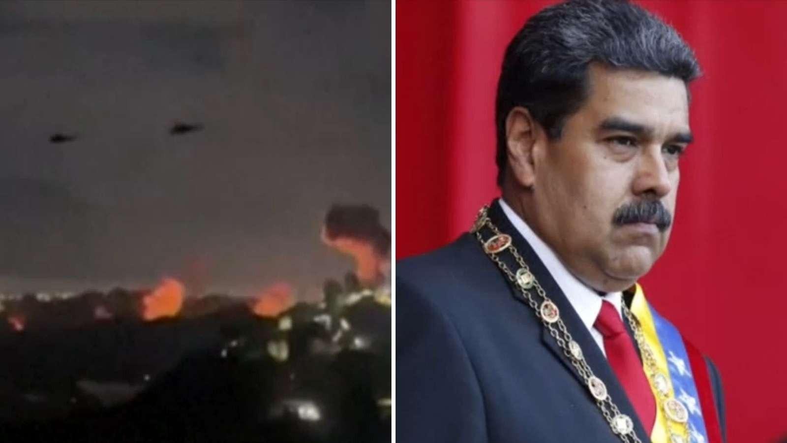 Collage of figures in US-Venezuela news context, addressing media.