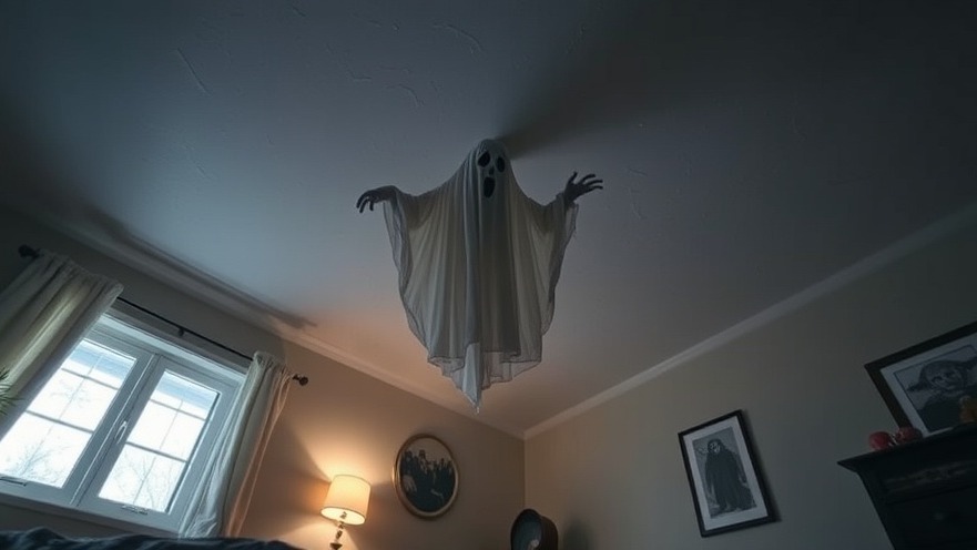 Eerie entities: ghost crawling upside down across bedroom ceiling during paranormal investigation.