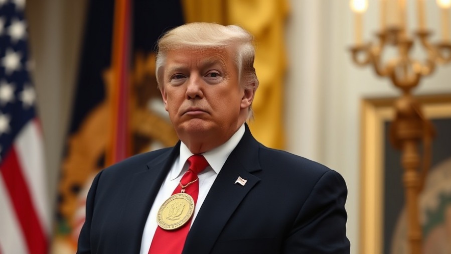 Trump wearing a gold medallion promoting FIFA peace prize during World Cup draw.