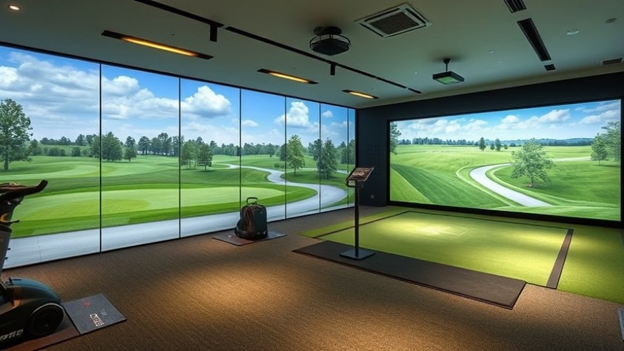 Modern indoor golf club in Houston with golf simulators for an urban golf experience.