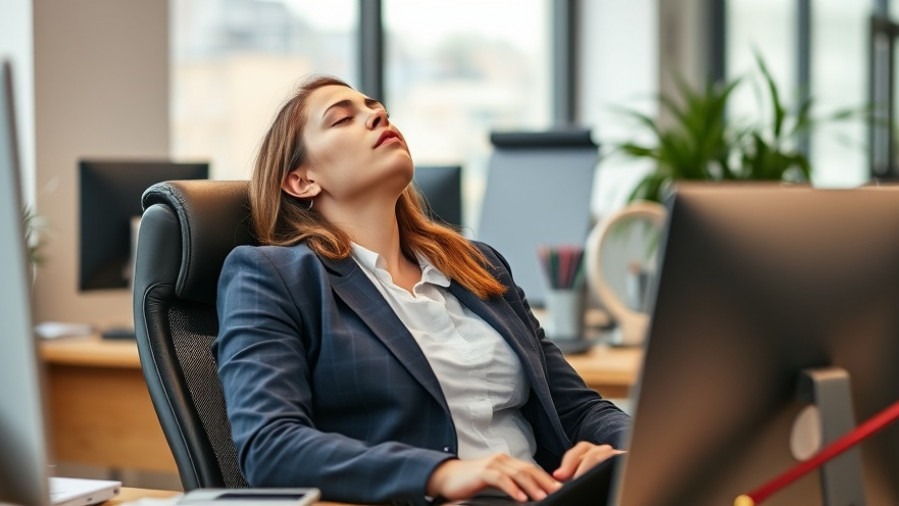 Female office worker yawning, missing energy boosters for productivity.