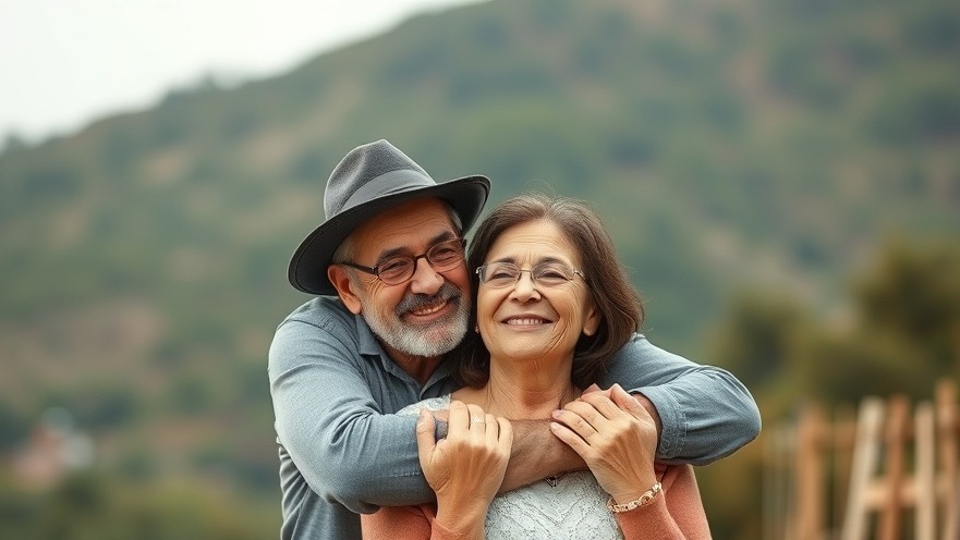 Middle-age couple embracing, showcasing emotional intimacy and physical affection.