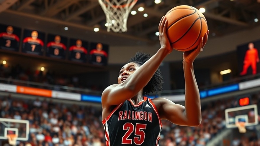 Dynamic basketball player blocking shot in college sports rankings action.