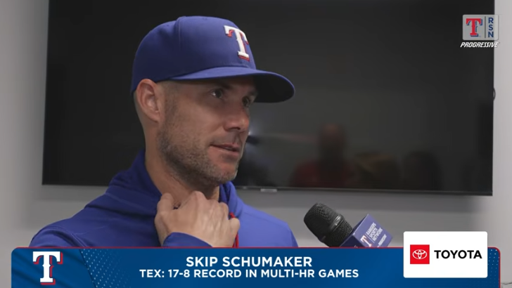 Reporter interviewing baseball player on Joc Pederson performance impact