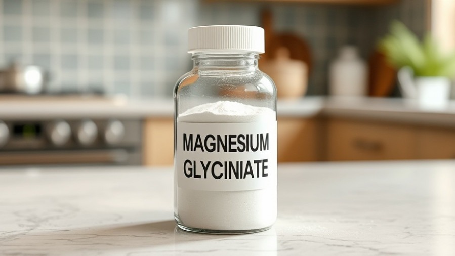 Magnesium Glycinate bottle on a kitchen counter, a natural sleep remedy for older adults.