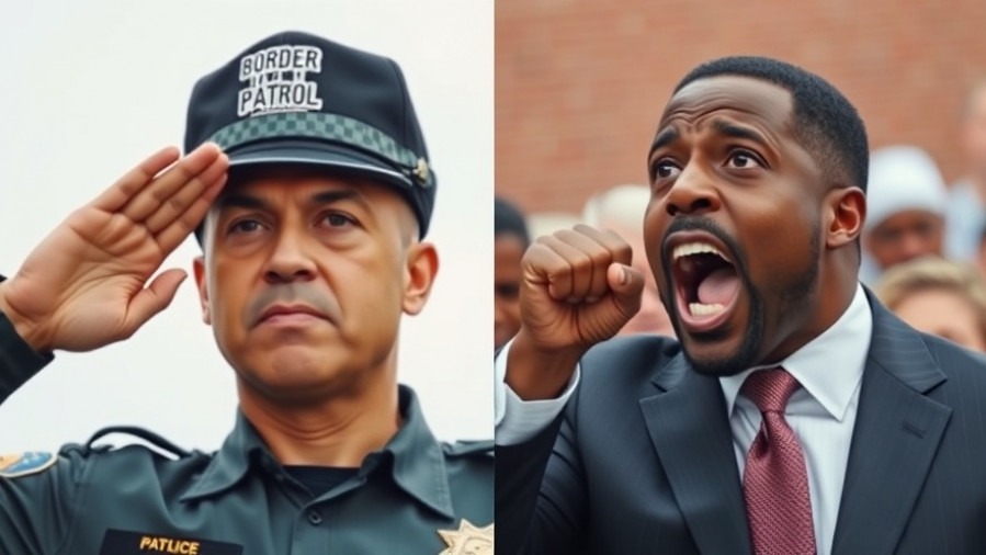 Contrasting emotions in immigration enforcement debates: a solemn border patrol agent and an activist.