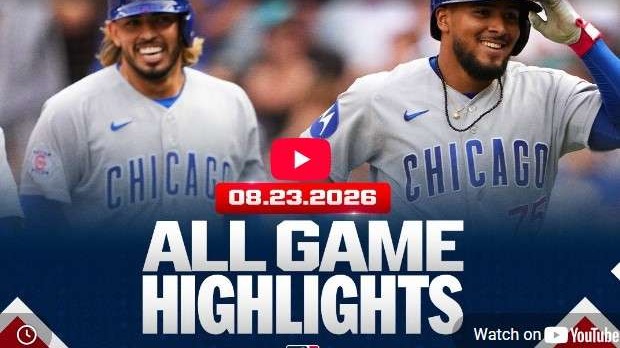 Cubs players celebrating in highlighted game moment